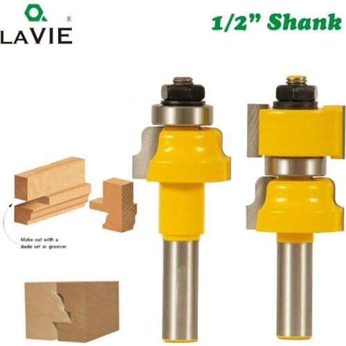 LAVIE 2pcs 12mm 1/2 Inch Shank Window Sash Router Bits Set Glass Door Tenon Milling Cutter Woodworking for Wood Machine MC03151
