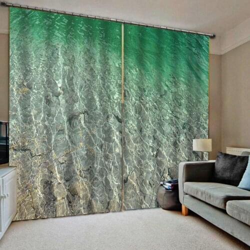 Beach green water seaside curtains 3D Blackout Curtains Living Room Bedroom Hotel Window curtains