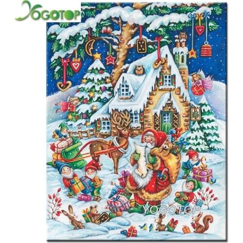 Gift Diy diamond Painting Santa Claus Christmas kids play 5D diamond embroidery Snow scene Full drill mosaic Home Decor YY1386
