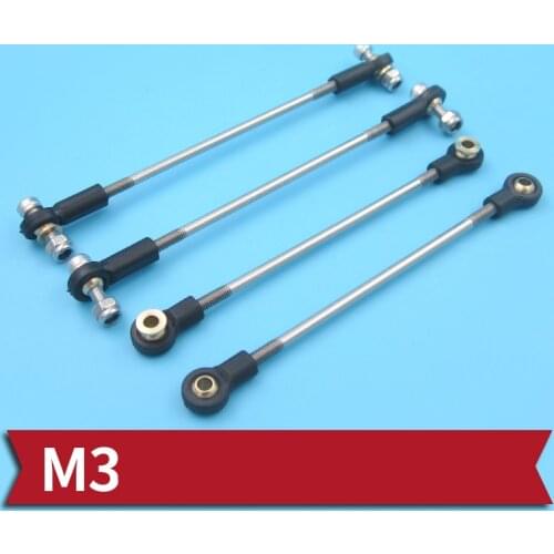 RC Boat M3 Servo Linkage Pushrod Kit 3mm Ball Joint Buckle Plastic Mini Tie Rod End L25/30/35/40mm Steering Pull-rod Connector