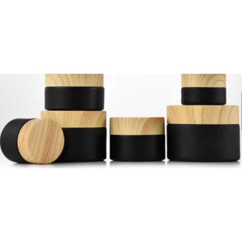 New Black Frosted Glass Refillable Ointment Bottles Empty Cosmetic Jar Pot Eye Shadow Face Cream Container 5/10/15/20/30/50/100g