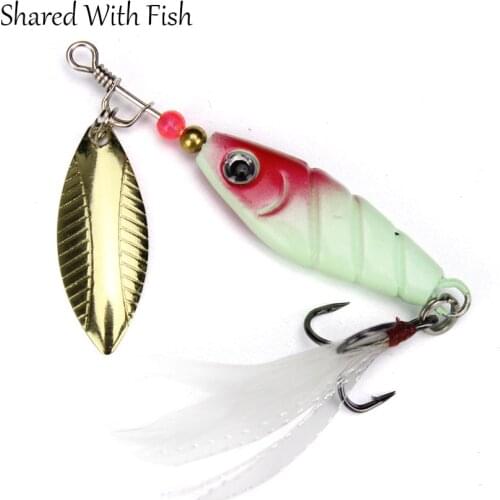 Fishing Lure Spinner Bait Glow Jigs Metal Fishing Lure Ocean Boat Bass Feather Treble Hook Artificial Lures