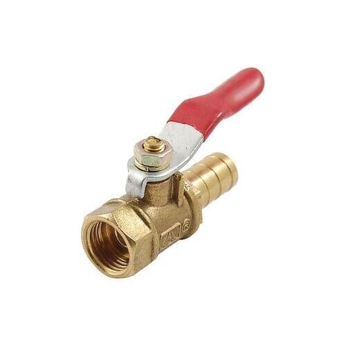 Red Lever Handle 1/4" PT Thread to Hose Tail Air Flow Ball Valve