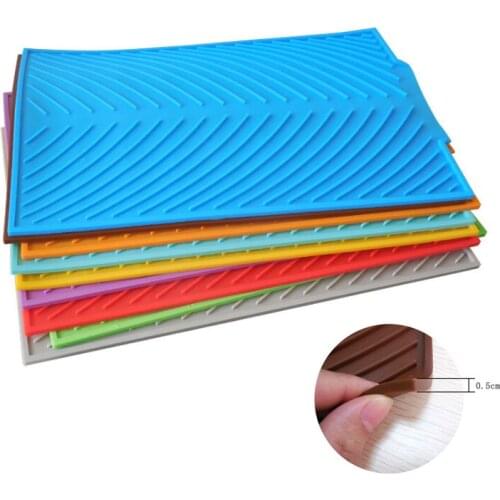 Silicone Dish Draining Mat Large Non-Slip Heat Resistant Pot Holder Cups Pad Table Placemat Dishwaser Cushion Kitchen Tools