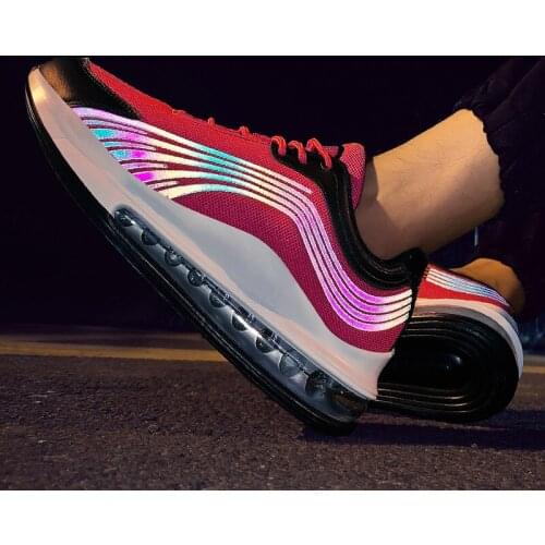 Sports shoes 2021 new reflective air cushion shoes mens new breathable fashion mens sports shoes outdoor large size