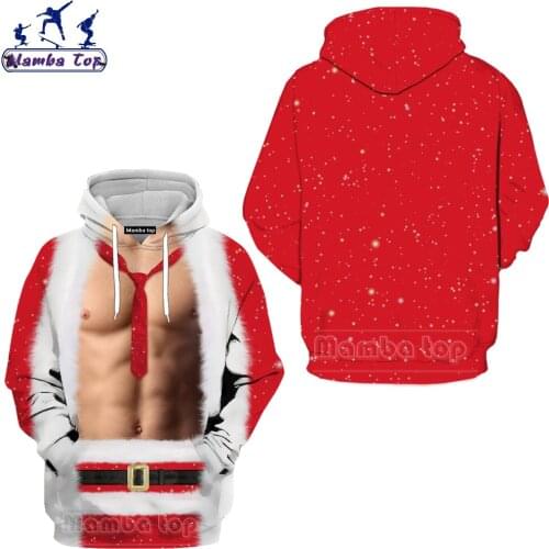 Mamba Top Men Hoody Santa Claus Surf 3D Print New Year Gift Pullover Funny Women Hooded Candy Christmas Hoodies Anime Streetwear