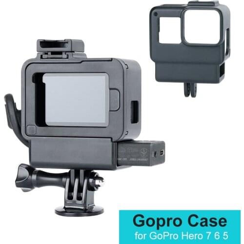 ULANZI V2 Vlog Gopro Case Accessories for GoPro Hero 7 6 5 Plastic Housing with Extend Microphone Port Cold Shoe Mount Vlogging