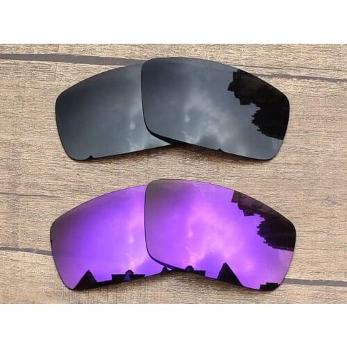 Vonxyz 2 Pairs Stealth Black & Violet Mirror Polarized Replacement Lenses for-Oakley Canteen 2006 Frame