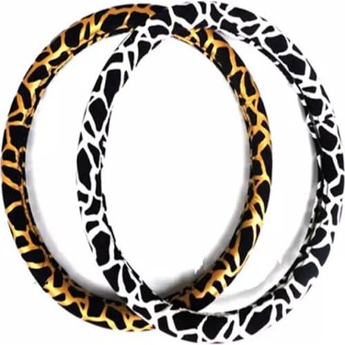 High Quality Universal Cute Faux Leather Steering Wheel Cover Leopard Print Car Steering Cover Car-Styling Car Accessories