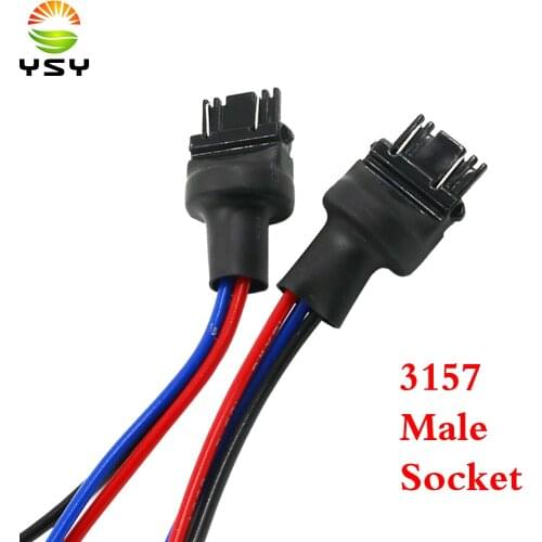 YSY 100X Car T25 3156 3157 P21W Lamp Bulb Male Jack Plug Connector With Wire led auto 3157 Male Socket Adapter