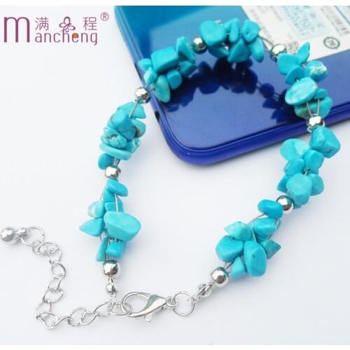 Bohemia Blue natural Crushed stone beads Bracelet women Loose Crushed stone Beads Charms Blue Bracelet Friendship