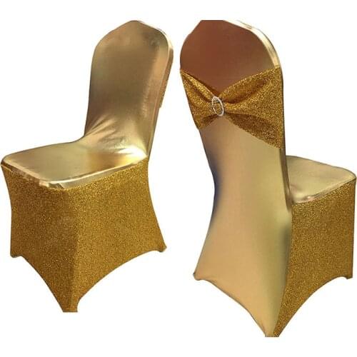 100PCS/Lot Sequins Glitter Shiny Spandex Gold Silver Chair covers Party Wedding Banquet Chair cover Hotel Home Decoration