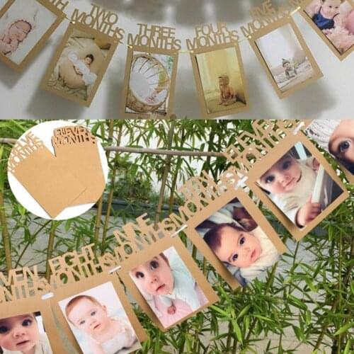 1st Birthday 1-12 Months Photo Baby Shower Home Party Banner Garlands W