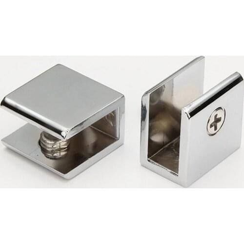 2pcs/lot Square shape chrome finished Zinc Alloy Glass Clamps Shelves Support Bracket Clips For 5 to 12mm glass board
