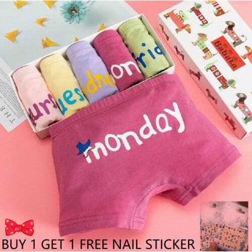 5 pcs/lot Breathable Cotton Toddler Girls Boxer Briefs Kids Teen Underwear Cartoon Panties Shorts Pants