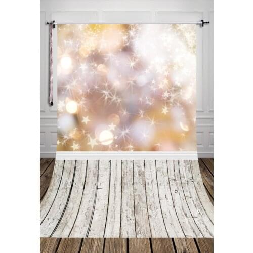 5x7ft Golden glitter Bokeh Wood floor Photography art Backdrop