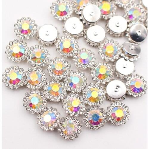 AB 20/100Pcs Rhinestones Flower Strass Crystal Sew On Rhinestones For Needlework DIY Clothes Sliver Claw Rhinestone Buttons Hot