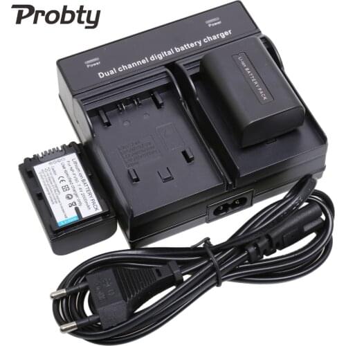 PROBTY 2PCS NP-FV50 NP FV50 Battery + Dual Charger For Sony CX230 PJ10E PJ30E PJ50E TD10E VG10E DCR-SX43E SR68 HDR-PJ820E CX610E