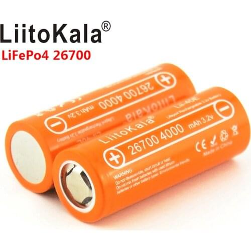 LiitoKala Lii-40E 3.2V 26700 4000mAh lifepo4 rechargeable battery 10A rate discharge Sheets replacement battery Instead of 26650