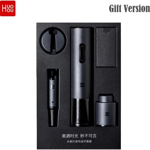 Huohou Automatic Red Wine Bottle Opener Gift Package Cap Stopper Fast Decanter Electric Corkscrew Foil Cutter Cork Out Tool