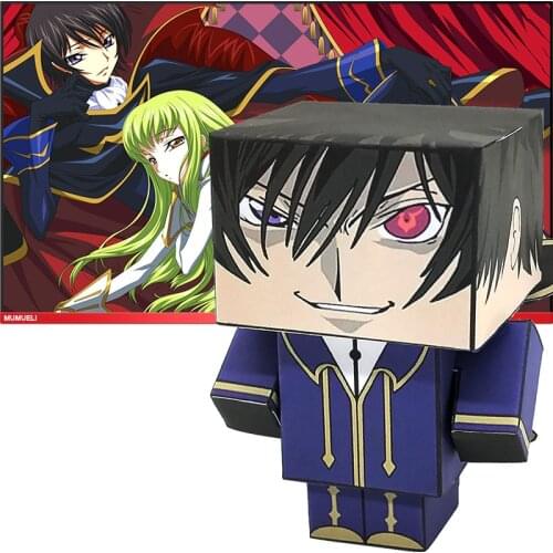 No-glue Code Geass Lelouch of Rebellion Mini Cute 3D Paper Model Papercraft Anime Figure DIY Cubee Kids Adult Craft Toys CS-022
