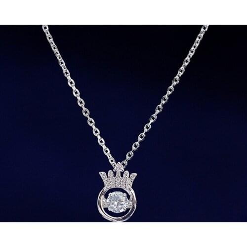 AAA Quality Fashion Charms Pulse Necklace Micro Pave Premium Zircon Crown Clavicle Chain Round Heart Pendant Necklace for Women