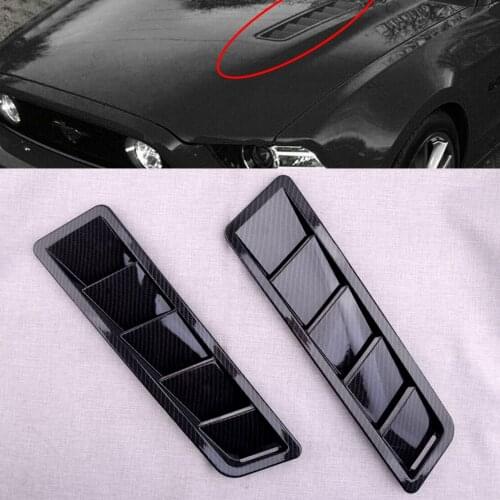CITALL Universal 2pcs Car Carbon Fiber Style Engine Hood Vent Louver Scoop Air Flow Intake Cooling Panel Trim
