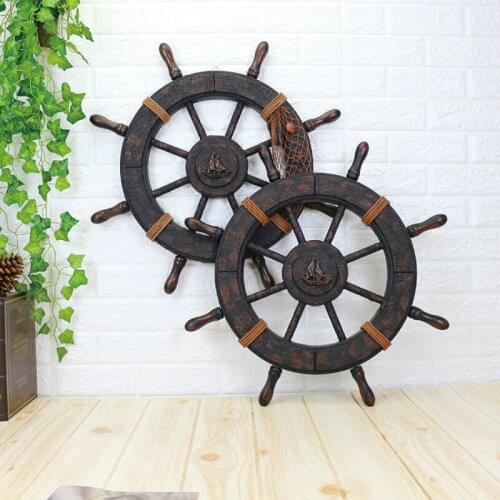 Mediterranean style Wooden Rudder Wall Decorations Creative Bar Wooden Decoration Shipping Steering Wheel Wood Craft Decor CW220