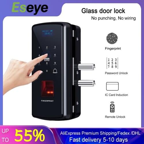 Fingerprint Glass Door Lock RFID And Digital Password Touch Electric Lock Door For Office Glass Smart Electronic Door Lock