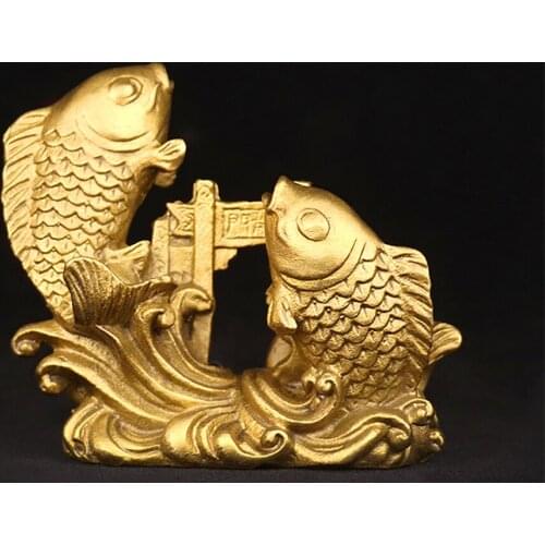 Feng shui pure copper Carp Leaping Dragon Gate Chinese Koi absorb wealth lucky chinese Home Decoration Accessories