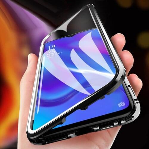 Magnetic Metal Case For Samsung Galaxy Note 10 Plus Note 9 Note 8 Shockproof Cover Tempered Glass Front and Back Glass Cover
