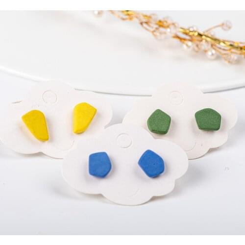 Small Cute Colorful Summer Ceramic Earrings Korean style Flower Bear Geometric Food Stud Earrings Set For Women #KZ422