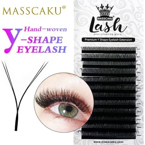 MASSCAKU New Arrival YY Shape lash Fluffy Individual Eyelash Extensions Natural and Soft Lash Wholesale/Supplies