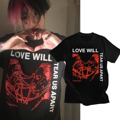 Mens T Shirt Lil Peep Peep Love Will Tear Us Apart Print Oversized T Shirt Hip Hop T-Shirts Streetwear Casual Tops Unisex