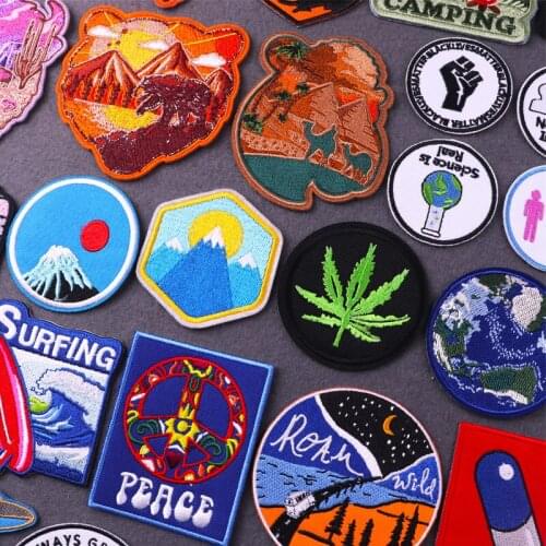 Pulaqi Wilderness Patch Mountains Patches Iron On Patches On Clothes Stickers Embroidery Patch For Clothes Stripes Applique