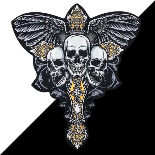 Sew on Clothing Large Size Embroidery Printing Patches Cross Skull Pattern T-Shirt Down Jacket Embellish Patches DIY