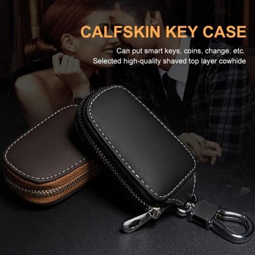 2021 New PU Leather Car Key Case Car Remote Key Protector Zipper Key Case Cover Holder Universal For Men Women