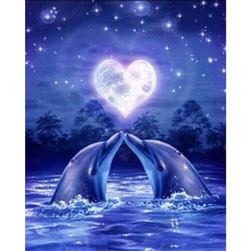 New Diamond mosaic full diamond embroidery set Love Dolphin Animal diamond cross stitch painting handwork wedding home docor