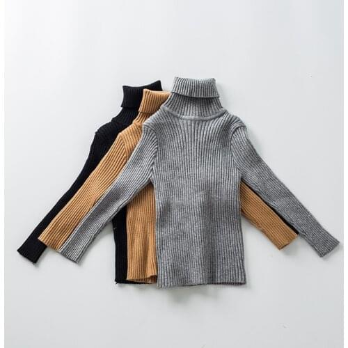Autumn Winter Boys Knitted Sweater Casual Slim Fit Kids Turtleneck Sweater Solid Warm Children Bottom Pullover Sweater 24M-6T