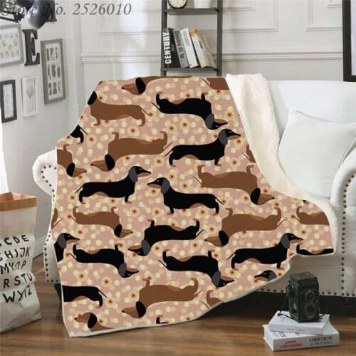 Throw Blanket Dachshund 3D Velvet Plush Blanket Bedspread for Kids Girls Sherpa Blanket Couch Quilt Cover Travel 10