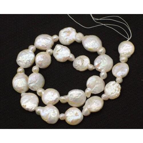 Freshwater pearl white unique shape 15*20mm loose beads nature for making jewelry necklace 14inch FPPJ wholesale