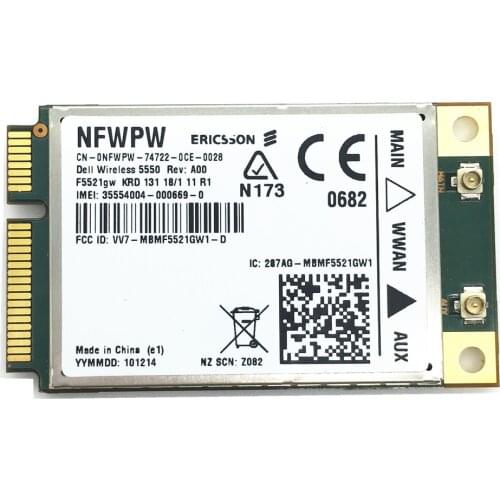 Unlocked DW5550 F5521gw Ericsson Wireless 3G WCDMA HSPA WWAN Mini PCI-E Card GPS for E5420 5520 6220 6320 6420 XT3 6520