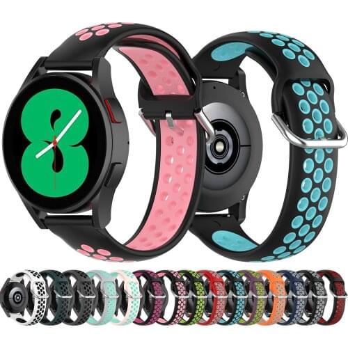 Soft Silicone 20mm Watch Strap for Samsung Galaxy Watch 4 40mm 44mm / Watch4 Classic 42mm 46mm / Gear S3 S2 / Active 2 Watchband