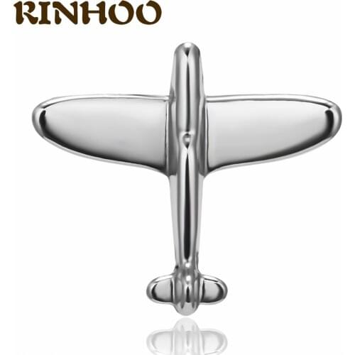 RINHOO Cool Fashion Airplane Brooch Pins Silver Color Smooth Airplane Luxury Brand Brooches For Women Men Costumes Boys Jewelry