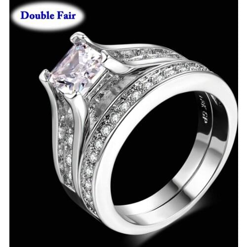 Silver Color 0.5ct AAA Cubic Zirconia Studded Rings Fashion Wedding & Engagement Ring Set For Women DWR570