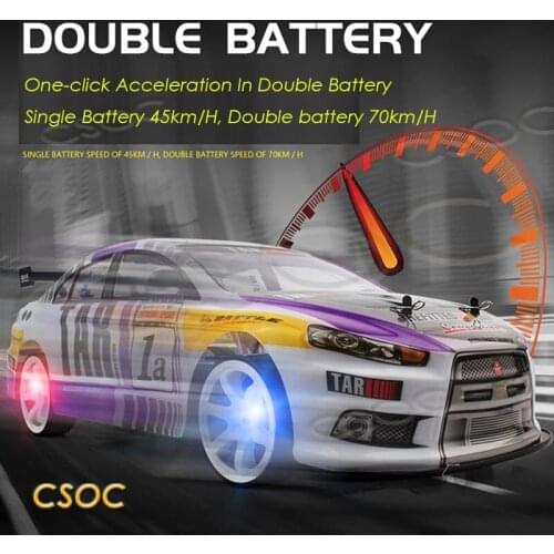 CSOC High speed 1/10 RC Racing Drifting Cars Remote Control One-click Acceleration In Double Battery Big Off-road 4WD for Adults