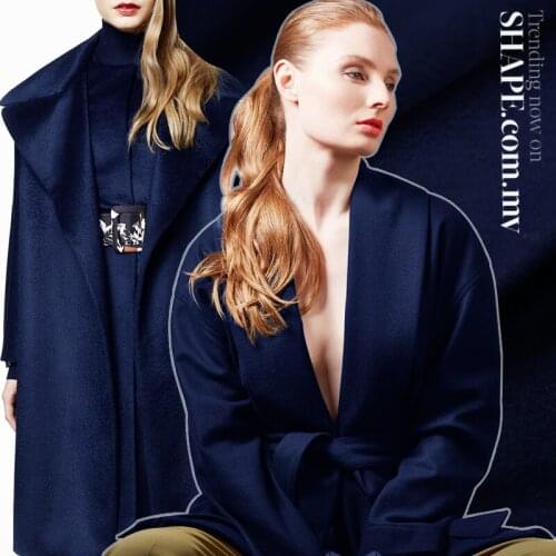 Navy High-End shun mao Wool Single-Sided Wool Cashmere Fabric Autumn and Winter Wool Woolen Coat Fabric Jacket ni liao
