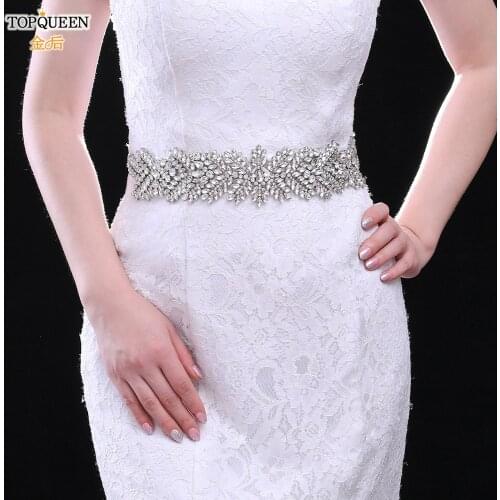 TOPQUEEN S420 Plus Size Diamond Belt for Wedding Dress Luxury Jewel Belt Rhinestone Wedding Sash Bridal Belts Belt on the Dress