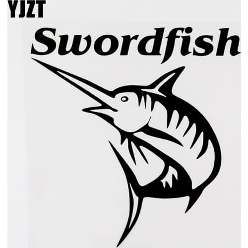 YJZT 15.3CMX15.9CM Marine Organism Swordfish Fashion Vimyl Car Sticker Black/Silver 8C-0226