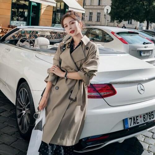 Brand New England Style Double-Breasted Women Trench Coat Long Duster Coat with Belt for Lady Outerwear Spring Autumn Female